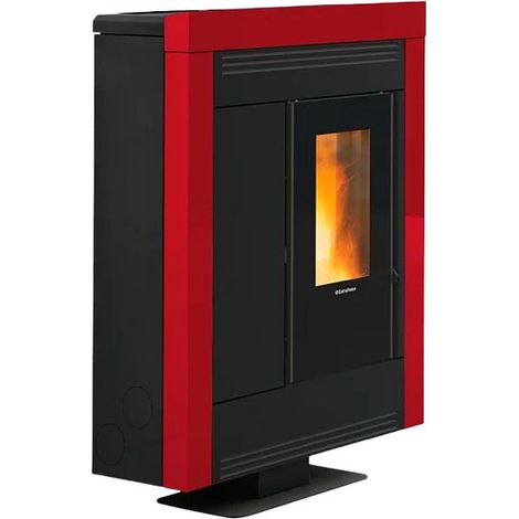 Poêle à granules extra plat canalisable - EXTRAFLAME Souvenir Plus Steel 5.0 10 kW  Bordeaux