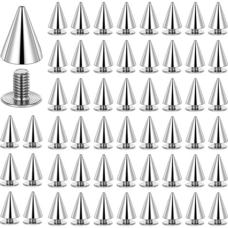 100 Pièces Rivet Punk, Clou de Ceinture, Rivets Style Punk Avec Vis, pour la Décoration de Colliers, Sacs, Chaussures, Vestes (Argent) (1/5)