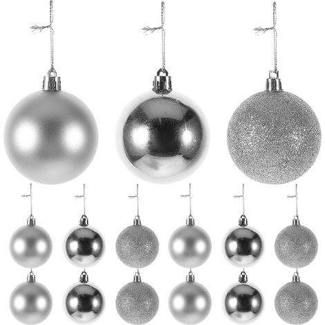 Boules de Noël en Plastique Argenté à Suspendre pour Sapin, Décoration Festive pour Hôtel et Couloir, Ornements de Noël Brillants et Légers (1/5)