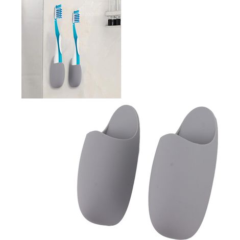 Set mit 2 grauen Silikon-Aufbewahrungsbehältern für Zahnbürsten und Reislöffel (1/5)