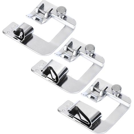 3Pcs Wide Foot Set Hemmer Adjustable Rolled Hem Snap-On Presser For Domestic Sewing Machine Parts Household Patchwork Crochet acessorios Snap On Presser Feet Kit (1/5)