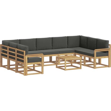 Outdoor Sofa Set 10 pcs White and Anthracite Polyester vidaXL (1/5)