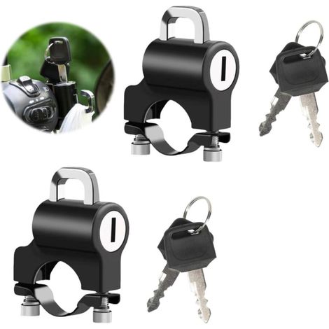 2 Pièces Antivol Casque Moto,Universel Attache Casque Moto Avec 4 Clés,4 Vis (1/5)