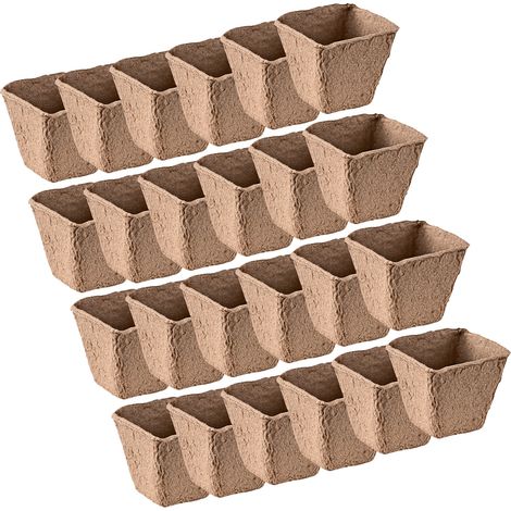 Anzucht-Töpfe Frühbeet Aufzucht Pflanztöpfe eckig 6x6 cm 24 Stück Set Holzfaser
