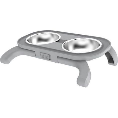 Verstellbarer, robuster Futterautomat für Hunde mit 2 Edelstahlnäpfen und rutschfesten Füßen. Ideal für saubere und sichere Mahlzeiten.