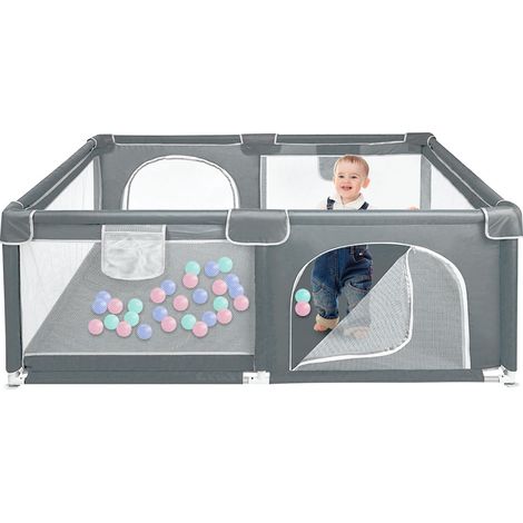 Parc pour bébé,Parc Bebe Pliable,Haloyo®,Parc Pour Bebe Pour L'intérieur Et L'extérieur,sac de transport,Avec filet respirant,120 x 160 x 66cm,gris foncé (1/5)