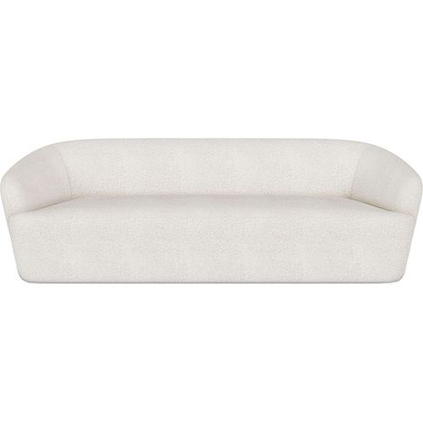Privatefloor – Canapé droit 3 places en tissu bouclé imitation laine – Boucles blanches – Style Bold – Confort optimal pour salon ou espace public