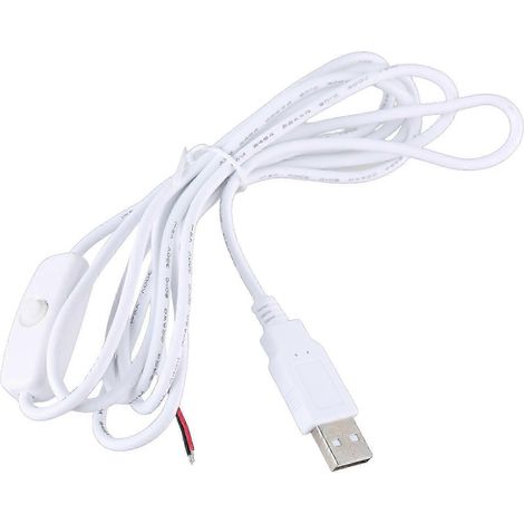 Câble d'alimentation USB à 2 conducteurs, connecteur mâle 2 broches ouvert, fil nu, rallonge USB mâle vers 2 broches, fil nu, 2 conducteurs (1/5)