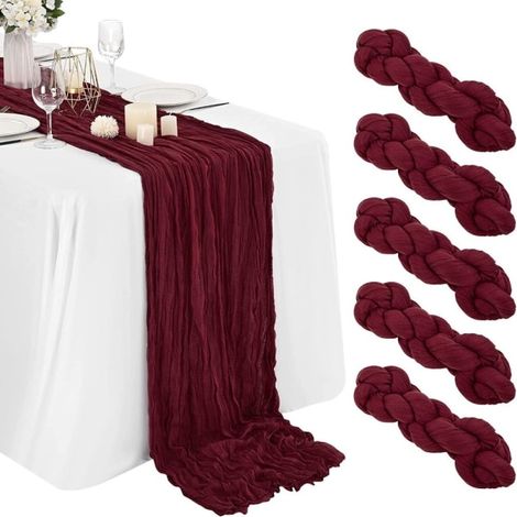 Chemin de table en gaze de coton vert clair, chemin de table rustique de première qualité pour décoration de mariage champêtre, tissu en coton naturel doux et respirant (1/4)
