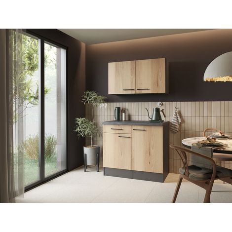 Buffetschrank Küchenschrank Oberschrank 100cm Artisan Eiche Grau Oliver Respekta