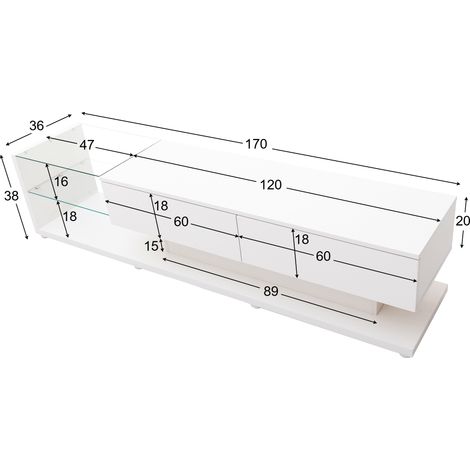 Meubles TV, panneaux bas, cloisons en verre blanc brillant et éclairage LED modulable. Le tout allie un style naturel et rustique à un design moderne. (1/5)