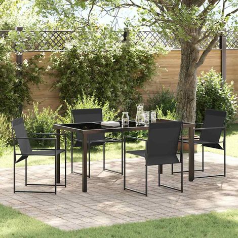 Conjunto de Comedor de Jardín 5 pcs Negro Textileno y acero vidaXL (1/5)