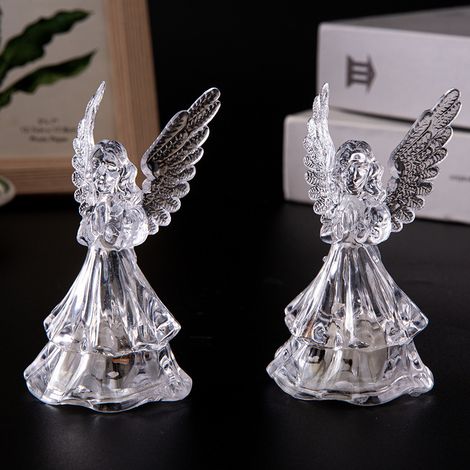 Veilleuse de Noël en cristal, 2 pièces, figurine d'ange, mini lampe de chevet, ange gardien, bébé, acrylique (1/5)