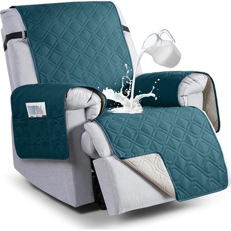 28in Couvertures de chaise de fauteuil imperméable, couverture de fauteuil de fauteuil antidérapant protecteur de meubles de chaise de chien avec poche,Paon Bleu