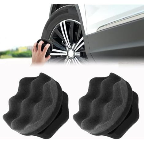 Lot de 2 grands tampons applicateurs de brillance pour pneus de voiture, éponges de nettoyage de pneu de voiture, applicateur de cire brillante pour pneus, réutilisables, antidérapantes (1/5)