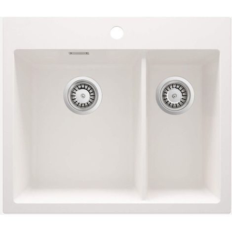 Lavello cucina in granito con 2 vasche 60x52 cm alabastro - Lyra (1/5)