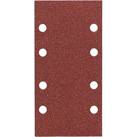 Accessories Feuille Abrasif pour Ponceuses Orbitales, 8 Trous, 80 Grain, 93mm x 186mm, Lot de 10, Gris