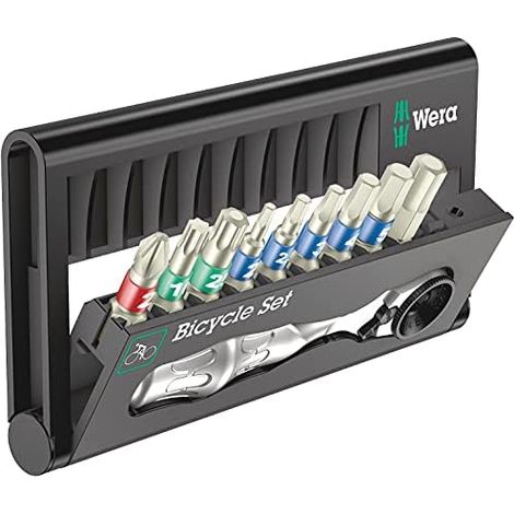 Wera 05004177001 Bicycle Set 9 Set di Attrezzi per Bicicletta 10 Pezzi con Chiave Dinamometrica Zyklop Mini 1 e Punte in Acciaio Inossidabile colore Nero (1/5)
