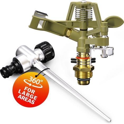 Lawn Sprinkler With Ground Spike 26m Heavy Duty Metal Adjustable Watering Spray Circle