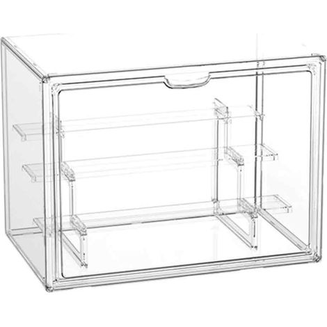 Boîte de rangement pour jouets Bubble Mart avec gradins, étagère de rangement transparente et portable, anti-poussière, empilable, en bois. (1/5)