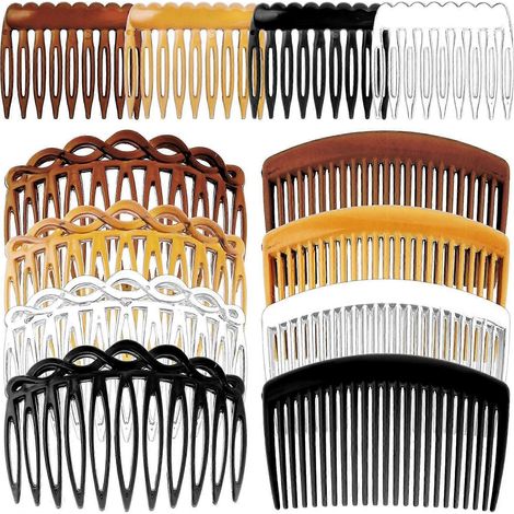 Mabor 12-teiliges Set französischer Seitenkämme für Damen, Haarspangenkämme in 3 Größen, ABS-Haarkamm-Accessoires, farbenfroh (1/4)
