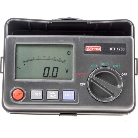 Rs Pro – Testeur de terre IET1700 – Multimètre LCD – Résistance absolue 4kΩ – Précision ±2% + 3 digits – Utilisation jusqu'à +40°C (1/5)