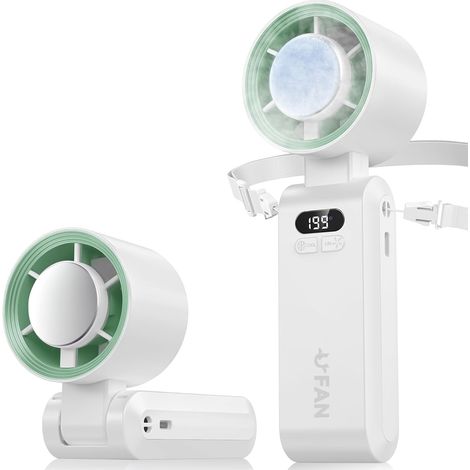 Mini ventilatore portatile, ventilatore palmare con display a LED, funzione di raffreddamento, 1-199 velocità, batteria da 5000 mAh, ventilatore turbo per collo, per viaggi, esterni, campeggio, casa ( (1/5)