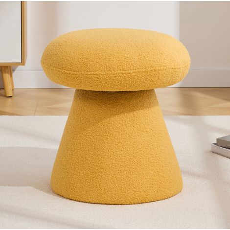 Pouf girevole a fungo 41x41x44 cm in tessuto peluche giallo - CHICFURN (1/5)