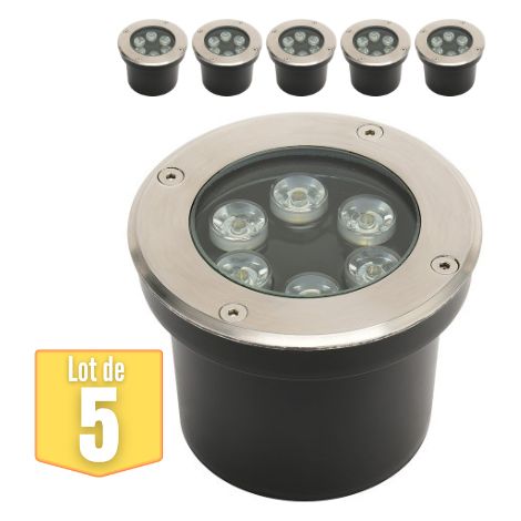 Lot de 5 Spots LED encastrables étanches 6W 600lm 4000K IP67 (1/3)