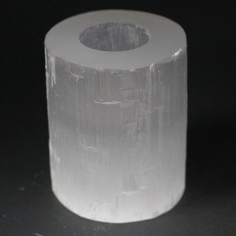 Bougeoir Cylindre en Sélénite - 10 cm- Vendu par 1