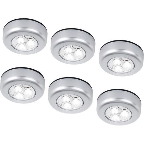 Lot de 6 veilleuses LED sans fil à piles, à coller sur placards, armoires, comptoirs ou buanderies - Touche tactile sans fil