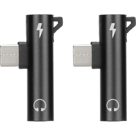 Adaptateur USB C vers Jack Audio 3.5mm 2-en-1 avec Charge, ABS, pour Smartphone et Tablette, Noir (1/5)