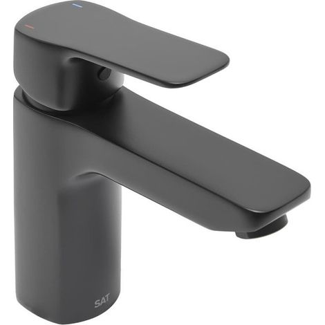 Cube Way Mezclador de lavabo con palanca sobre encimera, sin desagüe, negro mate (CU271MC)