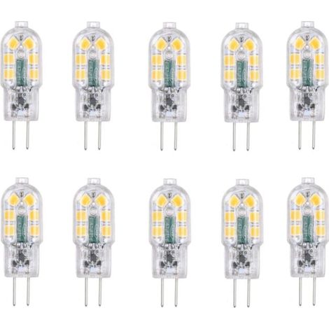 Aiperq Promotion G4 LED-Lampe 2 W, entspricht 20 W Halogenlampen, Kaltweiß 6000 K, 200 lm, 12 x SMD, 12 V AC/DC, 10er-Pack