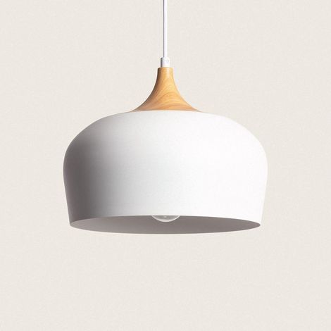 Lampada a Sospensione Metallo e Legno Serena Bianco