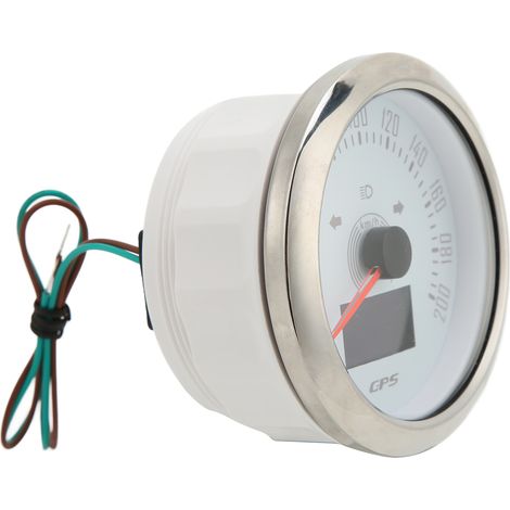 Compteur GPS 85mm avec clignotants, 0-200km/h, rétroéclairage 7 couleurs réglable, blanc, pour voiture camping-car bateau (1/5)