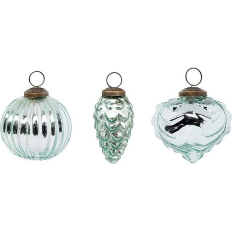Paris Prix - Lot De 3 Boules De Noël formes 8cm Vert (1/5)