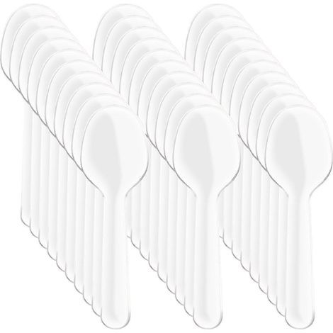 200 cuillères en plastique jetables. couverts en plastique transparents. cuillères à café jetables pour desserts et glaces (1/2)