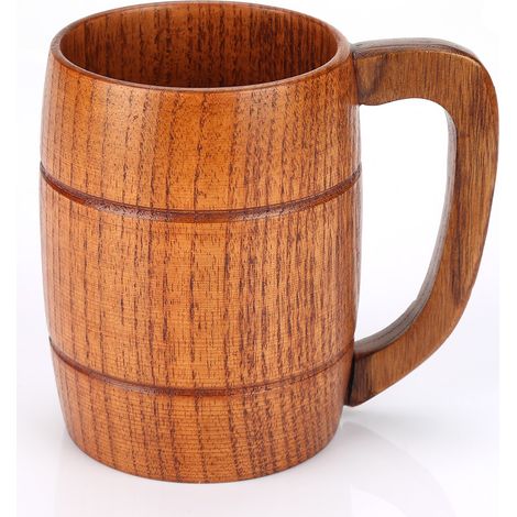 Tasse à bière en bois massif naturel classique - Collection cadeau élégante