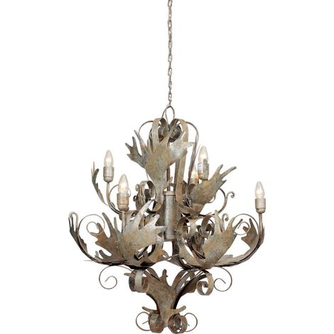 Lustre suspendu design vintage champagne en fer - champagne patiné effet bronze vieilli (1/3)