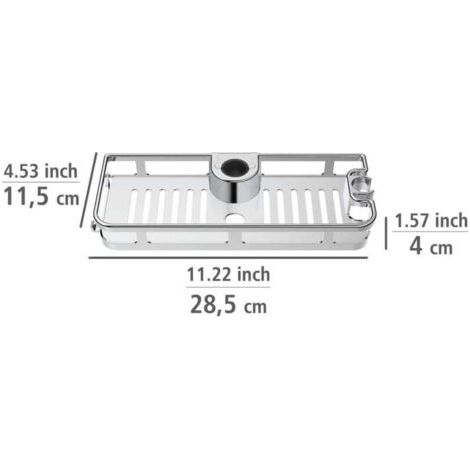 Étagère de douche avec porte-savon chromé, porte-savon et crochets aucun perçage requis pour l'installation en matériau ABS dimensions : 28,5 x 4 x 11,5 cm. (1/3)
