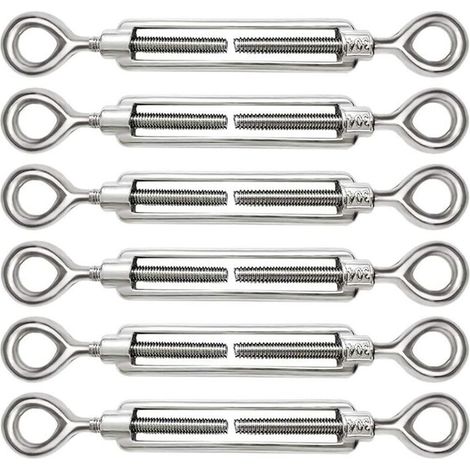 6 tendeurs de câble réglables en acier inoxydable 304 M5 (type œil-œil), accessoires pour câbles, fils métalliques et cordes, avec crochet – lot de 6 (1/5)