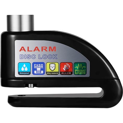 Abrazadera de Disco de Alarma para Motocicleta, 110 dB, Resistente al Agua, Bloqueo de Motocicleta Mediante presión sin Llave,Cerradura de Scooter para Motocicleta, Bicicleta, Scooter (1/5)