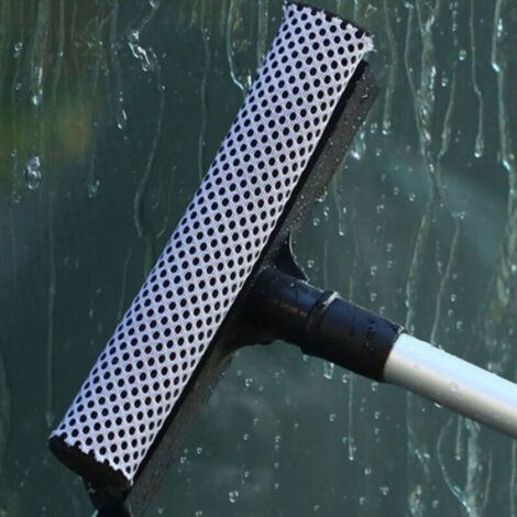 Raclette À Vitres - Manche Télescopique Aluminium 47-75 Cm - Double Face Éponge Et Lame Caoutchouc - Pour Vitres Pare-Brise Phares - 1 Pièce (1/3)