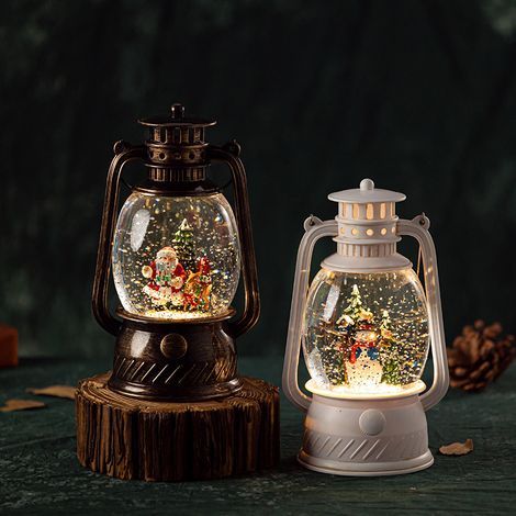 Weihnachtsnachtlicht, Schneeflocken-Glaslaterne mit Musik und USB-Ladefunktion, kann als Schreibtischdekoration, Weihnachtsdekoration oder Weihnachtsgeschenk verwendet werden (Weihnachtsschneemann-Ver (1/5)