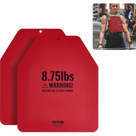 VEVOR Gewichtsplatten für Gewichtswesten 8 kg Set (2 x 4 kg), Flache Gewichtswestenplatten für WODs & Funktionelles Training, Ergonomisches Zusatzgewicht für Krafttraining, Laufen und Fitness, Rot (1/5)