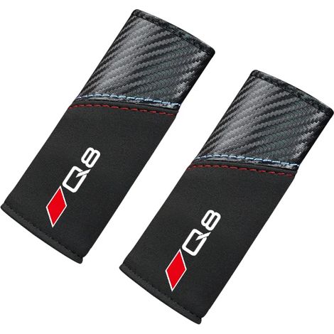 (2 pièces compatibles avec le logo Q8, FMP - Noir carbone) 2 housses en cuir pour accoudoirs de portières et poignées de toit de voiture, compatibles avec Audi A7, A3, A4, A6, A5, Q5, A1, Q7, Q3, Q4, (1/4)