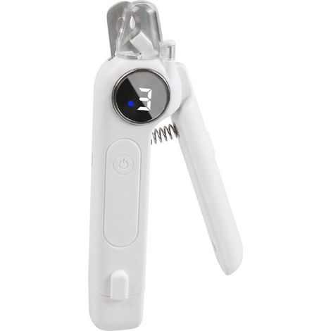 Coupe-ongles 2 en 1 pour animaux de compagnie avec lumière LED et affichage numérique, outil de coupe électrique sûr (blanc) (1/4)