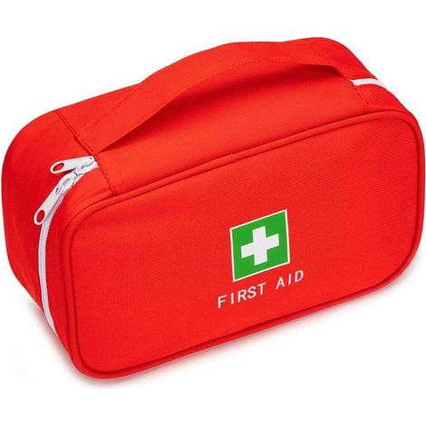 Erste-Hilfe-Tasche rot leer, Reise-Notfalltasche mit Griff, 23x13x7.5cm