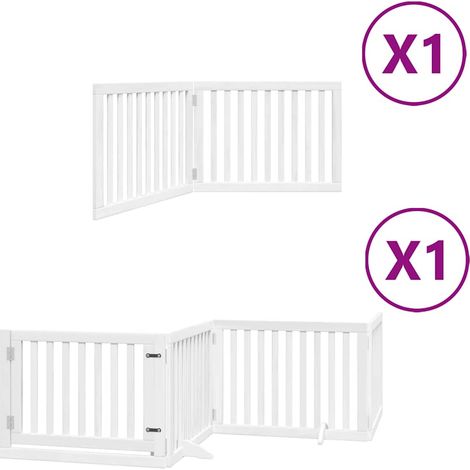 Barrière pour chien Barrière de sécurité porte pliable 6panneaux blanc bois peuplier CFW22949 (1/5)